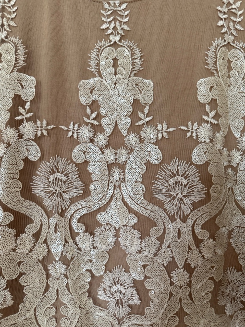 Chico's Tan Tank with Cream Floral Embroidery - Picture 2 of 6